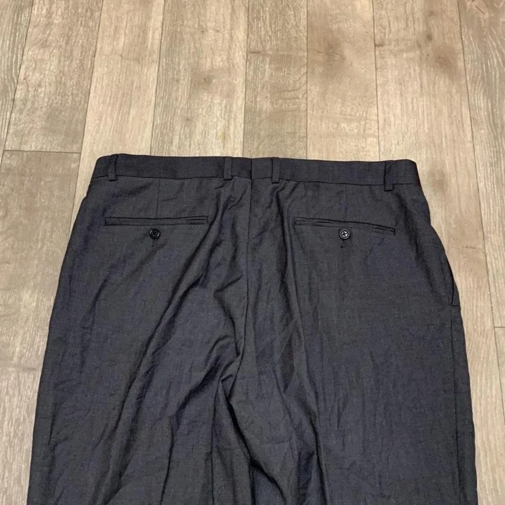 Mens Lands' End Pleated‎ Traditional Fit Gray Dress Casual Pants